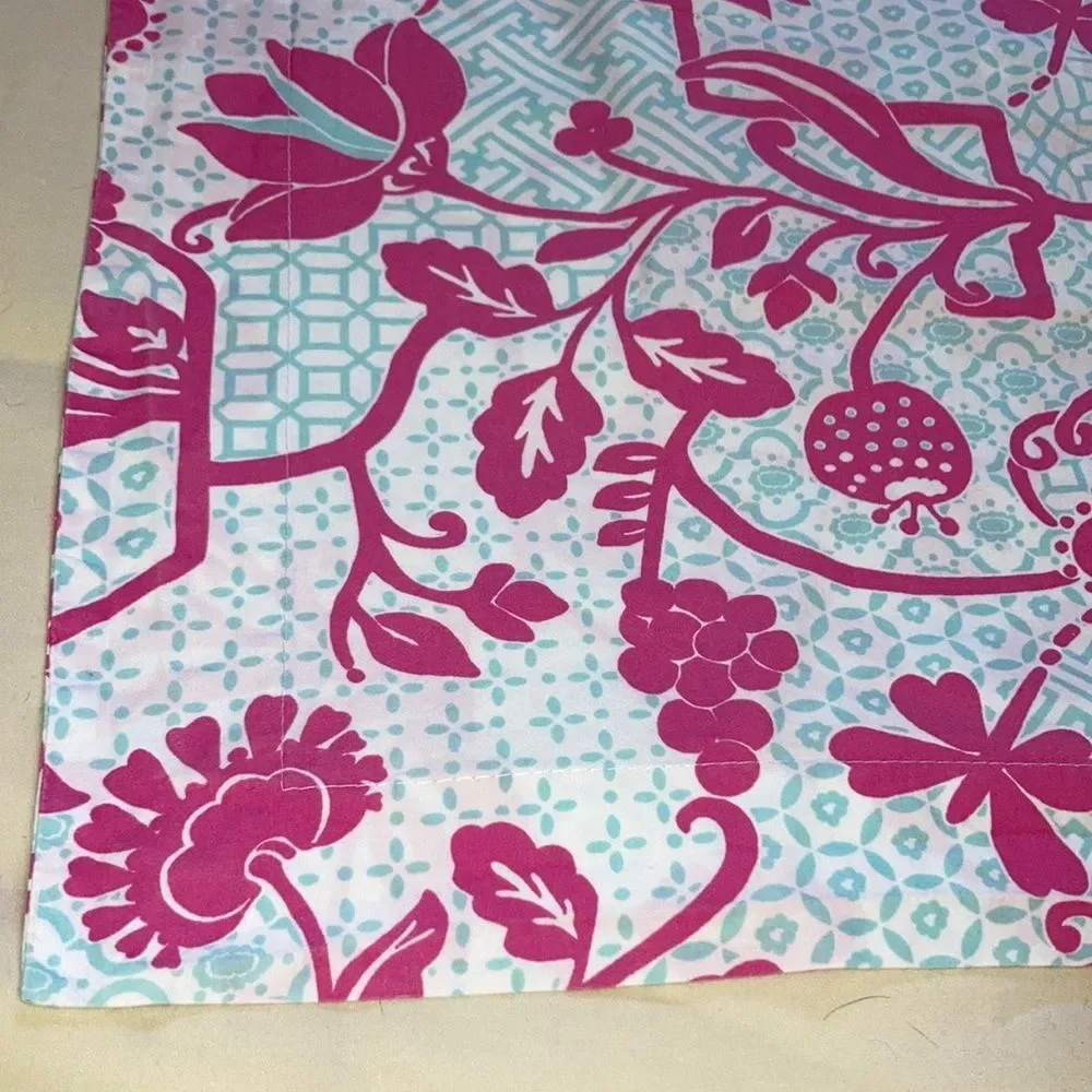 POTTERY BARN KIDS Royal Life Floral Pillow Sham Pink Blue White Organic Cotton